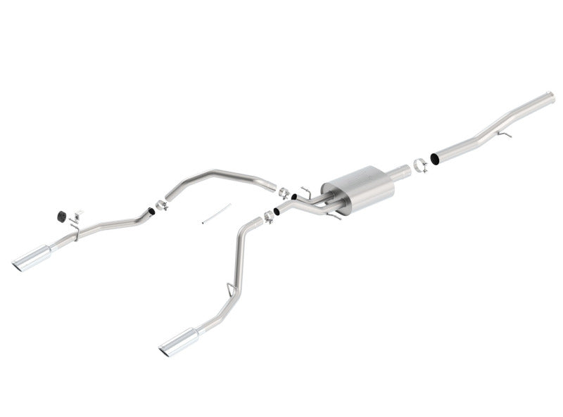 عادم خلفي من نوع Cat-Back من Borla 14 Silv/Sierra 1500 EC Std/CC قصير مقاس 143.5 بوصة WB ATAK مقسم فردي