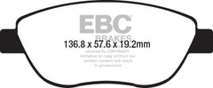 وسادات فرامل أمامية من السيراميك منخفضة الغبار لسيارة فيات 500 EBC 14-17 Redstuff