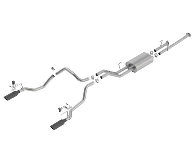 عادم بورلا كات باك تورينج 2014-2018 تويوتا تندرا 4.6 لتر/5.7 لتر V8 AT 2&amp;4WD Crew Max - طرف كروم أسود