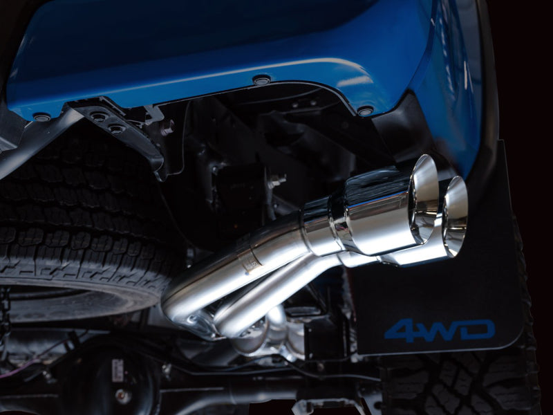 عادم AWE 16-22 Toyota Tacoma 0FG Catback مع BashGuard - أطراف مزدوجة من الكروم الفضي