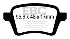 وسادات الفرامل الخلفية Greenstuff لسيارة Fiat 500L 1.4 Turbo EBC 13+