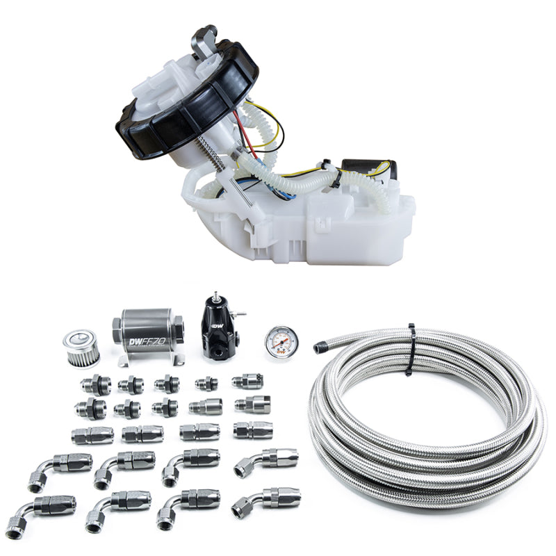 وحدة مضخة DeatschWerks 01-05 Honda Civic/02-06 Acura RSX DW400 ومجموعة الإرجاع مع خطوط وقود CPE
