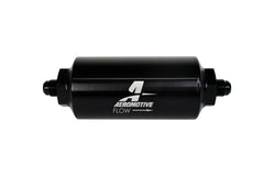 فلتر خطي AeroMotive - (AN-6 ذكر) عنصر شبكي من الفولاذ المقاوم للصدأ مقاس 40 ميكرون بلمسة نهائية سوداء لامعة