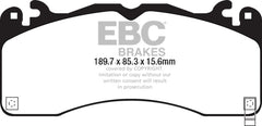 وسادات الفرامل الأمامية من Redstuff لسيارة Ford Mustang 5.0 Performance Pkg EBC 15+