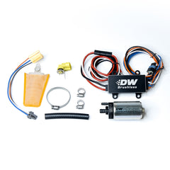 مضخة وقود بدون فرشاة DW440 440 لتر/ساعة من DeatschWerks مع وحدة تحكم PWM ومجموعة تثبيت لسيارة Subaru WRX موديل 1993-07