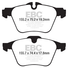 وسادات فرامل أمامية من Redstuff EBC 13+ لسيارة جاكوار F-Type (أقراص من الحديد الزهر فقط) 3.0 Supercharged (340)