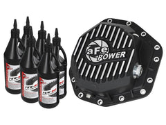 غطاء تفاضلي خلفي من سلسلة aFe Power Pro باللون الأسود مع زعانف ميكانيكية لشاحنات Ford Diesel V8-6.7L موديلات 17-19