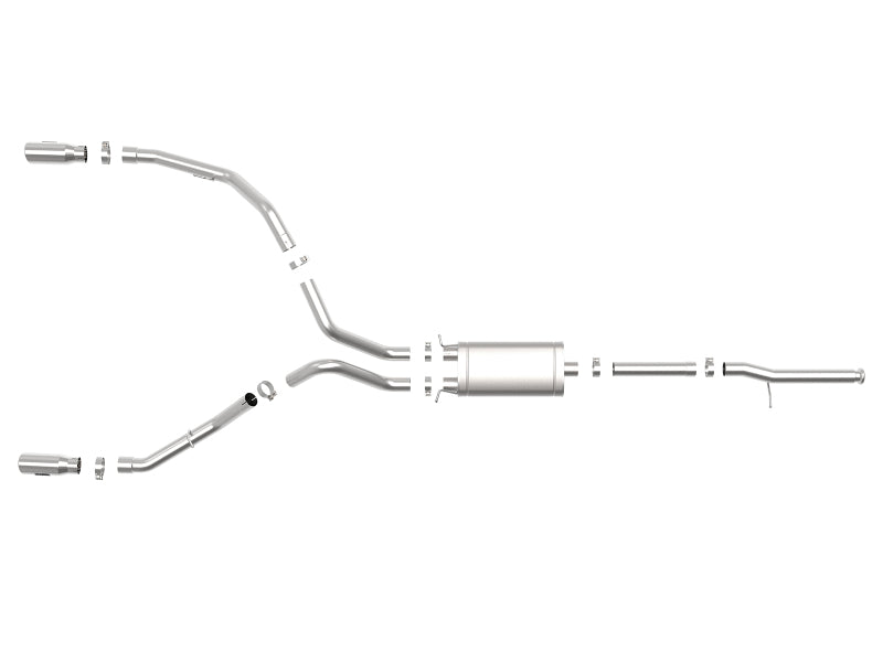 نظام عادم خلفي من نوع aFe Apollo GT Series 3 IN 409 SS مع طرف مصقول لسيارة GM Sierra 1500 09-18