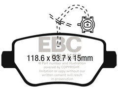 وسادات الفرامل الخلفية من Redstuff لسيارة Maserati Ghibli 3.0L Twin Turbo (330) EBC 2014-2016