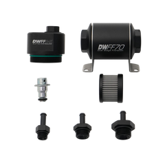 DeatschWerks DWFFR-X 70mm Billet Fuel Filter Regulator - 10 Micron with 5/16in Fittings