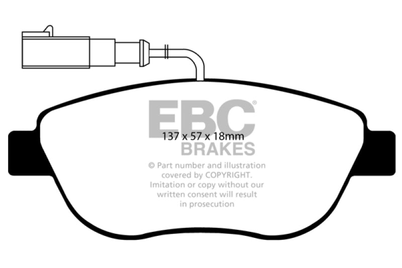 وسادات الفرامل الأمامية EBC 12+ Fiat 500 1.4 Turbo Abarth Greenstuff