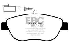 وسادات الفرامل الأمامية EBC 12+ Fiat 500 1.4 Turbo Abarth Greenstuff