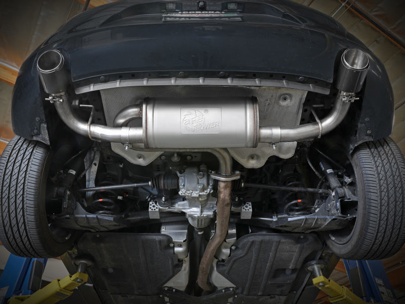 عادم خلفي للمحور مصنوع من مادة 304 SS مقاس 3 إلى 2-1/2 بوصة لسيارة Mazda 3 L4 2.5L من طراز aFe 19-22 مع طرف من ألياف الكربون