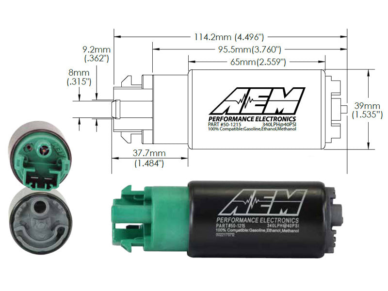 مجموعة مضخة الوقود AEM 340LPH مقاس 65 مم مع خطافات التثبيت - متوافقة مع الإيثانول
