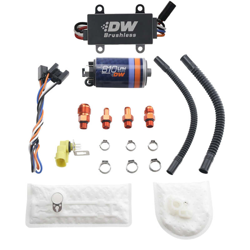 مضخة وقود بدون فرشاة DW810 بسعة 810 لتر/ساعة بدون فرشاة من Deatschwerks مع وحدة تحكم مزدوجة السرعة 9-1002