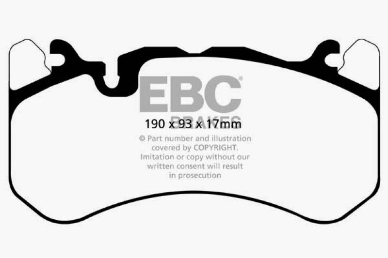 وسادات فرامل أمامية من Yellowstuff لسيارة Audi RS7 4.0TT EBC 13-14 (بقرص من الحديد الزهر وأوزان شبه منحرفة)