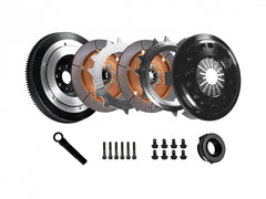 قابض DKM من السيراميك ثنائي القرص لسيارة BMW E34/E36/E39/E46/Z3 (6 أسطوانات) مع دولاب الموازنة (عزم دوران 650 قدمًا/رطلًا)