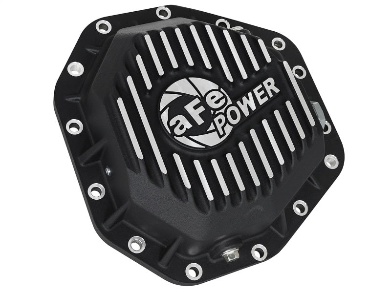 غطاء تفاضلي خلفي من سلسلة aFe Power Pro باللون الأسود مع زعانف ميكانيكية لشاحنات Ford Diesel V8-6.7L موديلات 17-19