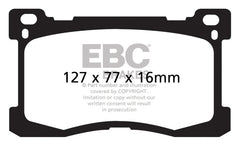 وسادات الفرامل الأمامية EBC 12+ Hyundai Equus 5.0 Redstuff