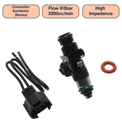 DeatschWerks Universal 2200cc Single Fuel Injector / 48mm Length / 14mm O-Ring Seals