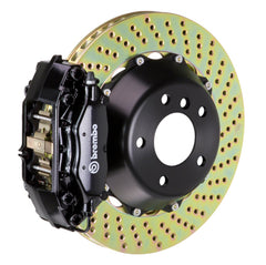 بريمبو 02-05 سلسلة 7 (حتى 3/5 Prod) Rr GT BBK 4 مكابس مصبوبة 2 قطعة 345x28 2 قطعة دوار مثقوب - أسود