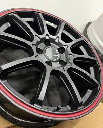 SSR GTV05 4x100 17x7.0 Offset 42 Flat Black w/ Red Line