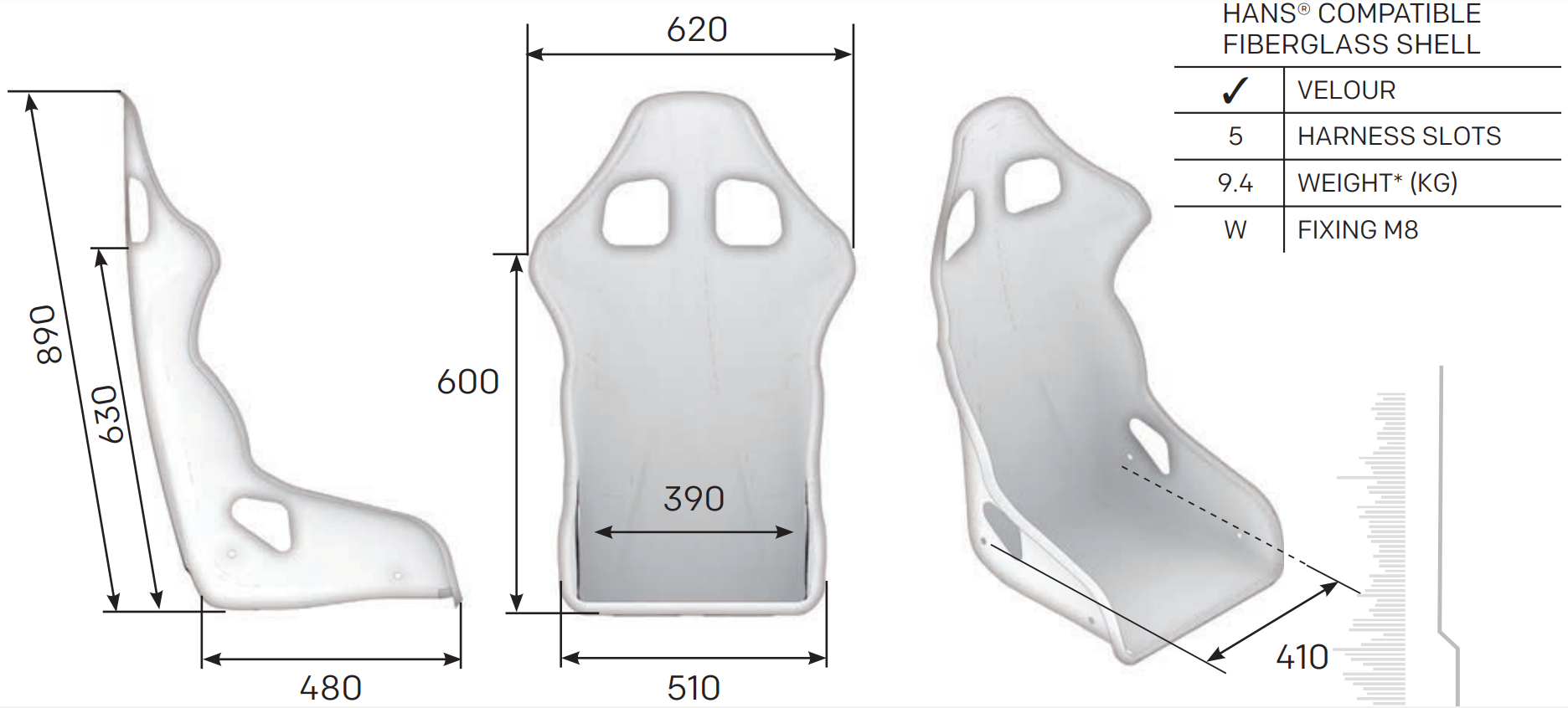 OMP First R Fibreglass Seat - FIA Approved (HA/790)